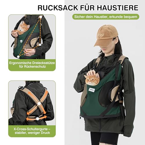 ALLSOPETS Hundetragerucksack, Tragbarer Haustiertragerucksack für Katzen Hunde Welpen, Integrierter Sicherheitsgurt, Ergonomisches Design, Atmungsaktiver Hunderucksack für Motorrad (Türkis)