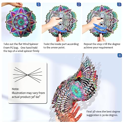 Image of Aoedelyart Hanging Wind Spinners for Yard and Garden Mandala Purple Star,Kinetic Wind Spinners Outdoor Worth Gift Christmas Decorations,12Inch Stainless Steel Wind Spinner for Outdoor&Indoor Decor