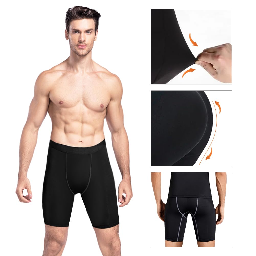 AUYAO Mallas Cortas Running Hombre 3Pcs Pantalones Cortos de Compresión Transpirable Secado Rápido Deporte Fitness Gym