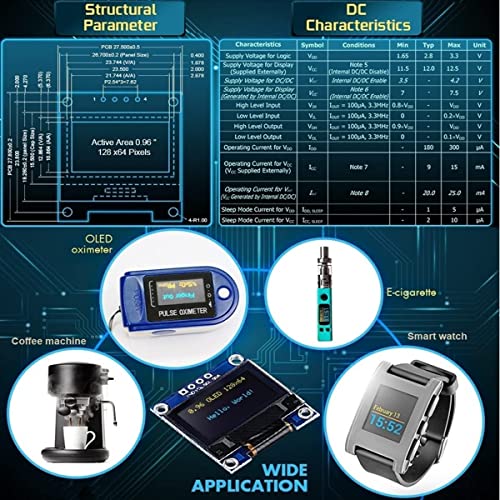 REES52 0.96 Inch OLED I2C Display Module 128x64 Pixel OLED Display Screen IIC Serial Mini Self-Luminous Display Screen Board Compatible with... - Image 5