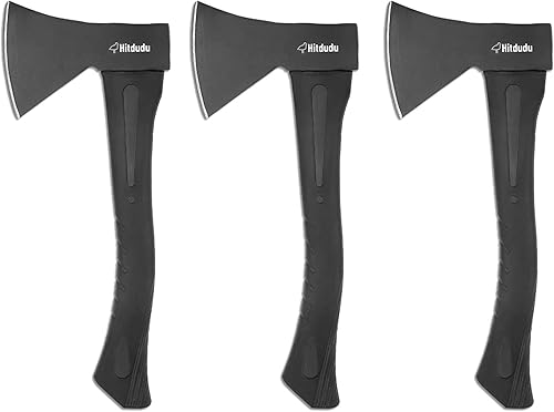 Paquete de 3 hachas de campamento, hacha de campamento de 14 pulgadas para división de madera y leña, herramienta de supervivencia tratada