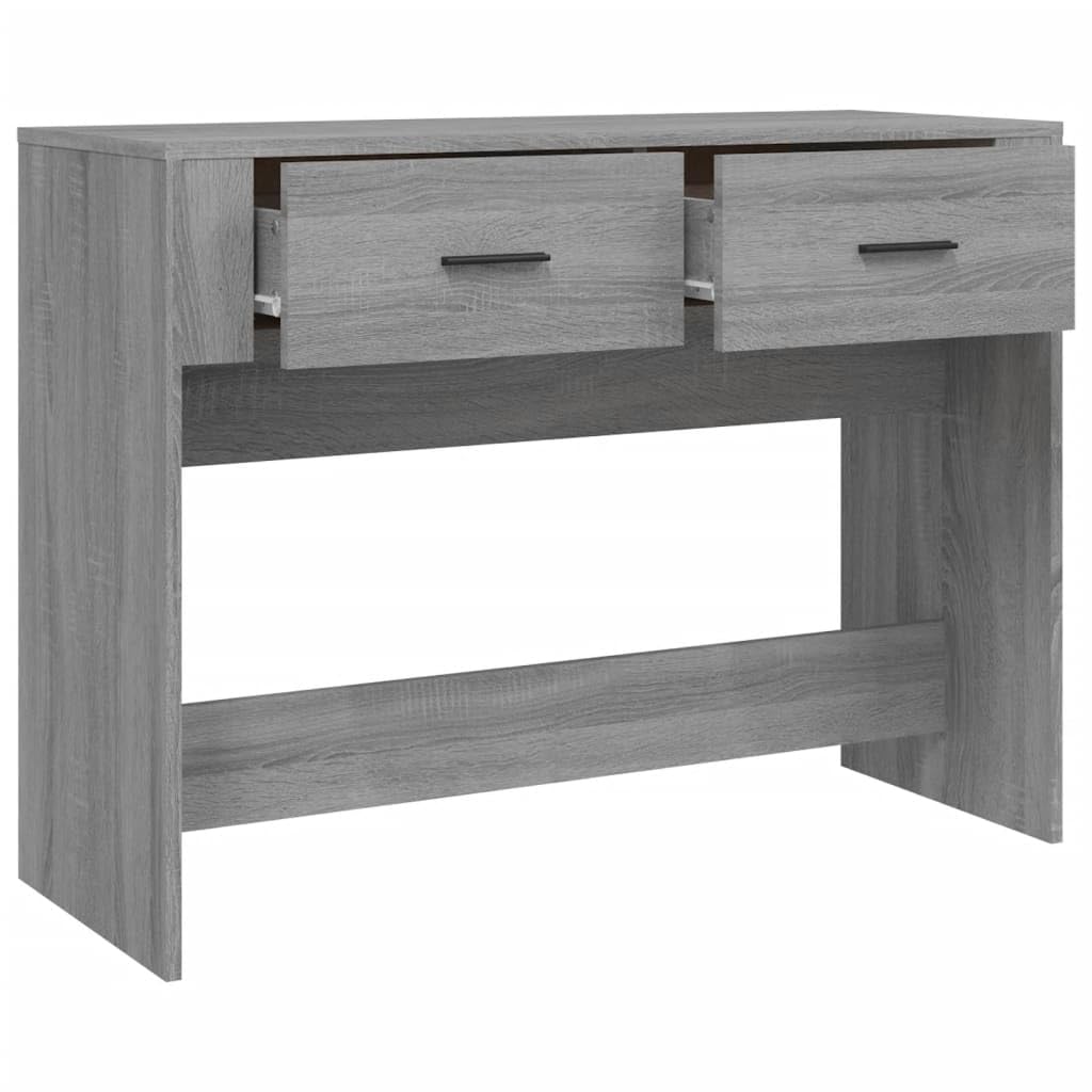 Tavolo consolle grigio Sonoma, in legno, 100 x 39 x 75 cm, con 2 cassetti, ripiano per corridoio, soggiorno, ufficio, casa, decorazione per laptop, gaming