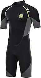 ZCCO Fatos de mergulho masculinos de neoprene premium de 1,5/3 mm com zíper traseiro para pesca submarina, snorkeling, surf, canoagem, roupas de mergulho