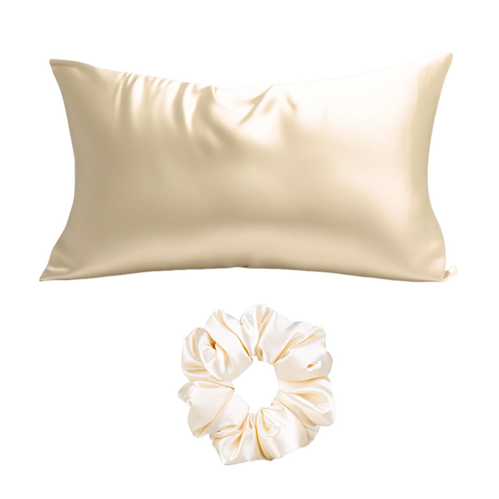 Buxuaaaa Women's Champagne Durability Satins Pillowcases Cushions Covers Designed For Hair And Ideal For Bedroom Or Gift With Hair Tie Satins Pillowcase