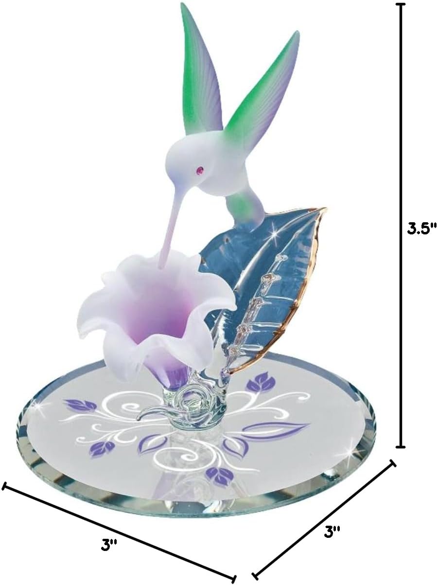 Glass Baron ~ Hummingbird with White and Lavender Flower - Image 4