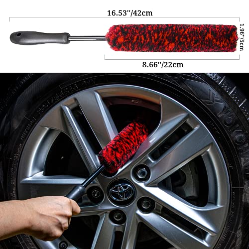 Bzczh Metal Free Soft Wheel Cleaner Brush, Synthetic Wool Car Cleaning Brush, Highly Water Absorption, Dense And Durable Tire Brush For Cleaning Wheels, Rims, Spokes, Fenders, Engines… #TOP1