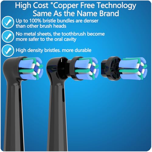 Image of 8 Pack Replacement Toothbrush Heads Compatible with Oral B iO, Brush Heads for Oral-B iO 2 /3 /4 /5 /6 /7 /8 /9 /10 /7G Series, with Covers, Black