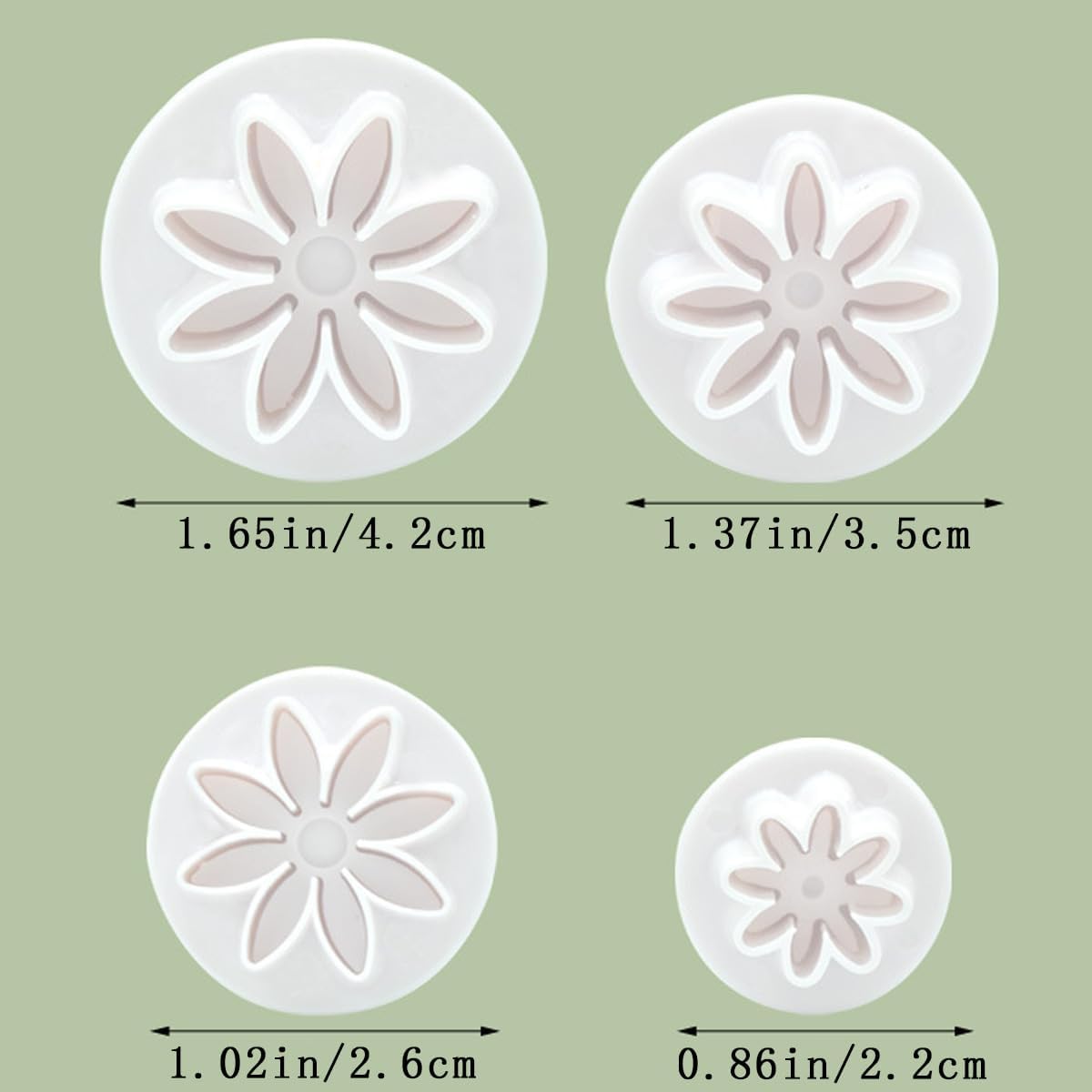 4 PCS Daisy Fondant Cutter Flower Cookie Cutters Chrysanthemum Plunger Cutters Cute Dessert Decorating Accessories DIY Summer Cookie Cutters Tools for Biscuits, Sugar Cubes, Chocolate Cake Decoration