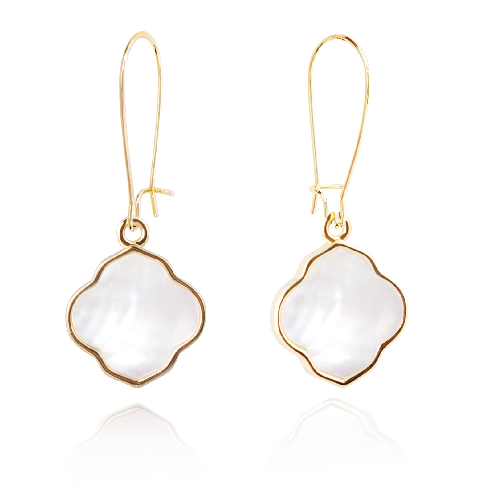 Earrings for Women14K Gold Drops Dangle Pendant Natural Stone Natural shell of Pearl Earrings Handmade Premium Quality Jewelry are the Gift for Mom,Wife and Girlfriend