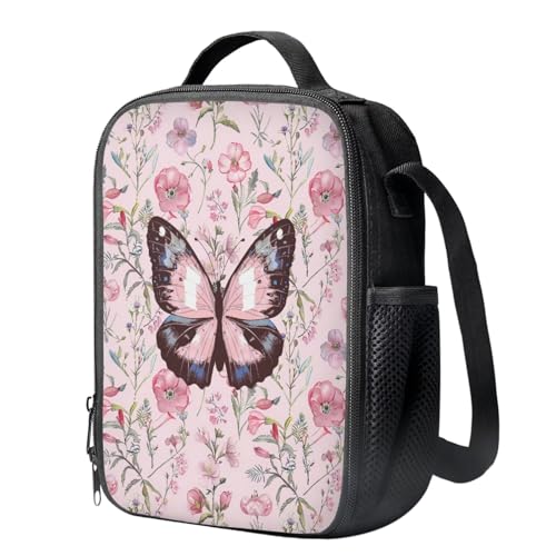 Ystardream Flower Butterfly Backpack With Lunch Box Bookbags for 6Th Grade Girls 15 Inch School Bag 3-in-1 Bookbag Set for Teen Girls Boys Schoolbag Elementary Preschool Bookbag with Pencil Case3