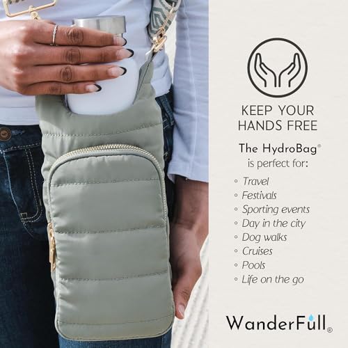 WanderFull® Original HydroBag®, Water Bottle Holder with Strap, Hands-Free Crossbody Water Bottle Carrier Bag w/Phone Pocket3