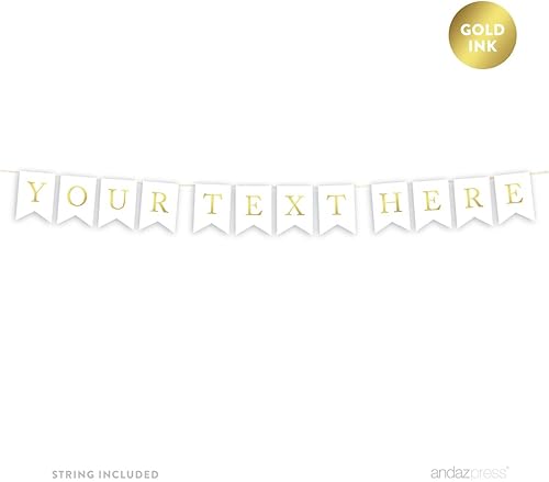 Miniatura 2 de Andaz Press Banderín colgante personalizado para baby shower con cuerda, tinta dorada metálica, texto aquí, 8 pies, 1 juego, incluye cuerda, nombre