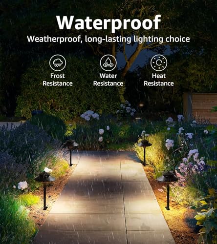 Image of SUNVIE 4-Pack Low Voltage Pathway Lights, 3W 3000K Black Aluminum IP65