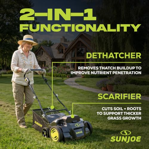Image of Sun Joe Cordless Scarifier & Dethatcher w / 5 Depth Positions, 24V-X2-DTS15