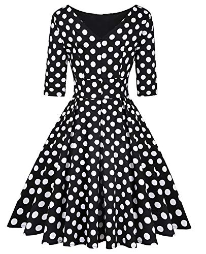 Image of MINTLIMIT Women's 1950s Retro Vintage Cocktail Party 3 /4 Sleeve Swing Dress