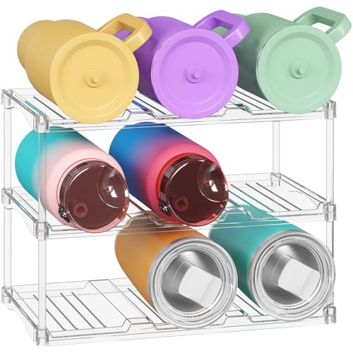 Lifewit Stackable Water Bottle Storage Organizer, Clear Freestanding Wine Bottle