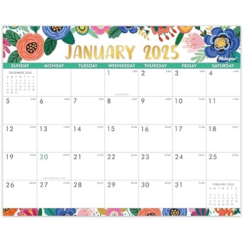 Magnetic Calendar for Fridge - Calendar 2025 from Jan.2025 - Dec.2025, Magnetic Calendar 2025, 8" × 10",Tear-off Pad, Blocks with Julian Dates - Floral Cover
