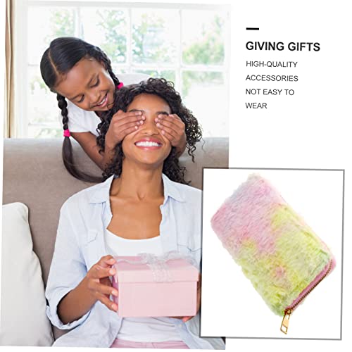 Zippered Wallet for Women Women's Purse Plush Wallet Rainbow Gradient Fashionable Design3