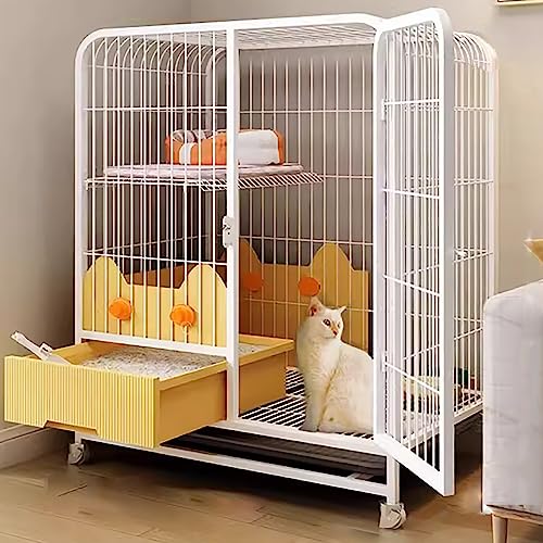 Cage pour chats d'intérieur grand enclos à roulettes avec bac à litière pour furets