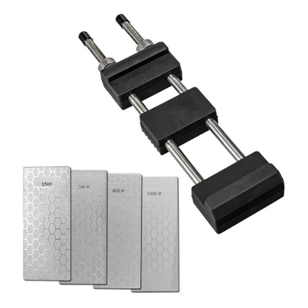 Hndhbfgrt Adjustable Stone Holder with 4pcs Sharpener Stone& No-Slip Base for Efficient Blade Maintenance