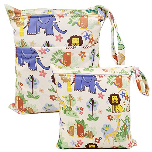 ViVidLife Wetbag, 2 PCS Borsa per Pannolini Impermeabile Riutilizzabile Lavabile Organizzatore Organizzatori Neonato Sacchetto del Pannolino con Doppia Cerniera per Viaggi Spiaggia Piscina Gym