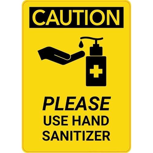 Please Use Hand Sanitizer Warning Sign, 12x8 Inch Metal Tin Sign, Health Hygiene Reminder for Entrances and Public Areas