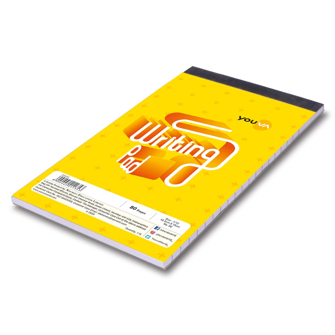 YOUVA Navneet | Schreibblock für Büros & Konferenzen | Schreibwaren für Firmenveranstaltungen | Größe Nr. 00 | 10,5 cm x 19 cm | Einzeilig | 80 Seiten | 5 Stück