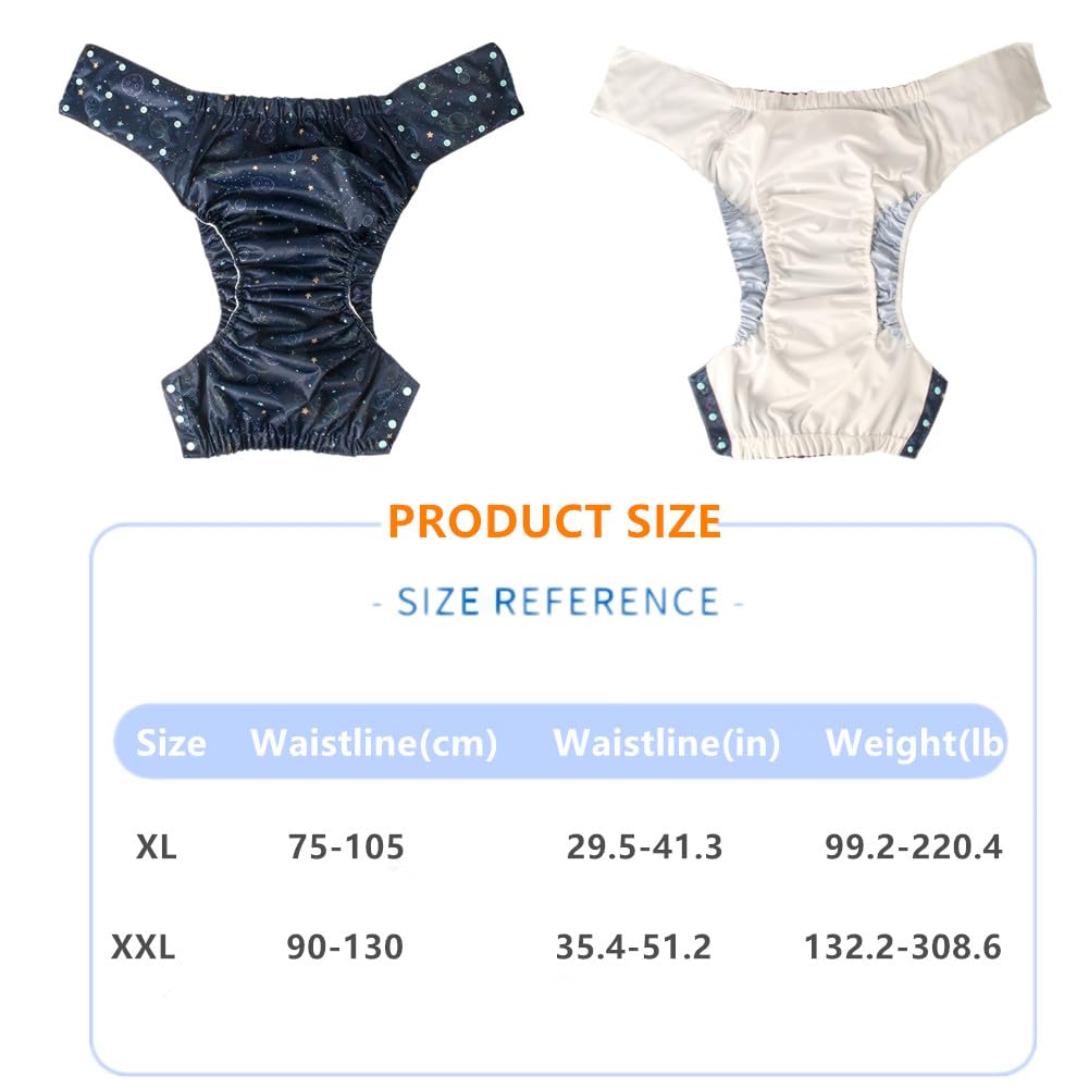 WEEOATAR Wiederverwendbare Stoffwindel für Erwachsene, waschbare Schwimmwindeln, verstellbare Inkontinenz, Taschenwindel mit Druckknöpfen, Unterwäsche für Senioren, Behinderung, nach der Geburt