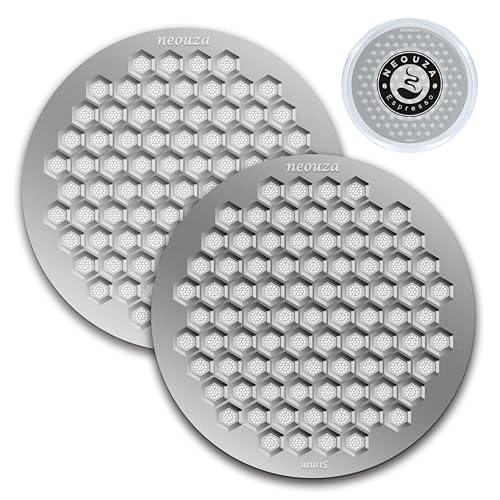 NEOUZA V4 Espresso-Pucksieb, 0,8 mm dick, Wabengeflecht, doppellagig, schwarze Schutzbeschichtung für Kaffeesiebträgerkorb (2, Silber… – Ansicht 1
