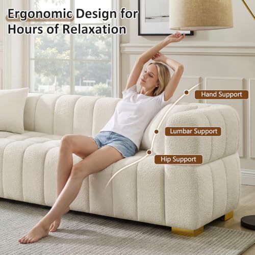 2 Piece Cream Cloud Sofa and Accent Chair Set for Cozy Modern Homes - Image 2