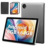 EHFiDC Tablet 10.1 inch Android 13 Tablets, 6(2+4) GB RAM+64GB ROM, 6000mAh, 1280 x 800 FHD, IPS Screen, Dual Camera, 2.4G WiFi, Bluetooth FM GPS MGS (Black)