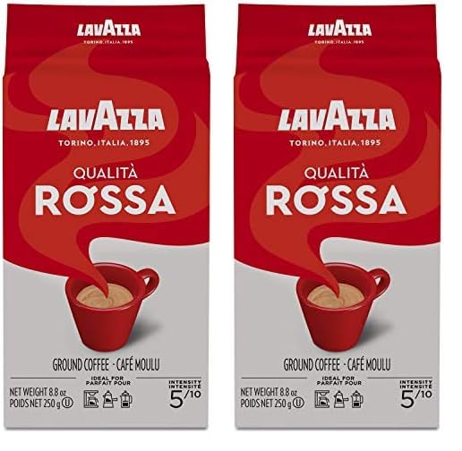 Image of Lavazza Qualita Rossa Ground Coffee Blend, Medium Roast, 8.8-Ounce Bag (Pack of 2)
