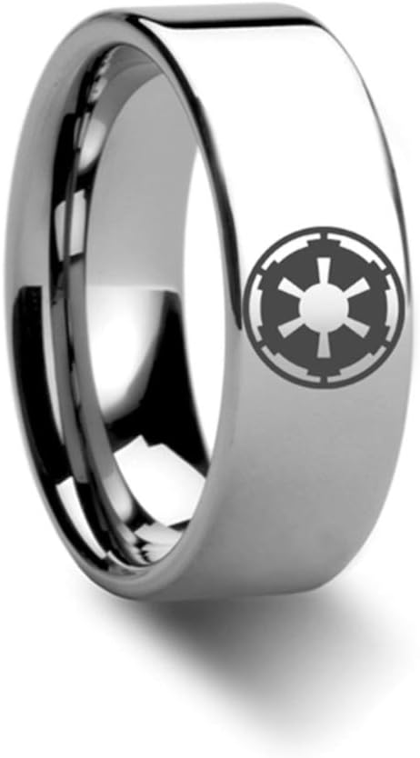 Thorsten Sith Imperial Emblem | Star Wars | Tungsten Rings for Men | Tungsten | Comfort Fit | Polished Tungsten Engraved Ring Band - 8mm