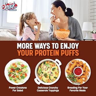 Carolina BBQ High Protein Puffs - Low Carb Snacks, 15g of Protein, Healthy Gluten & Grain Free Snack Food - Low Calorie Guilt Free Keto Diet Friendly | 1g Sugar - Carolina BBQ Flavor - 8 Pack