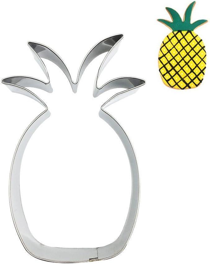 Mziart (A-Pineapple) - Pineapple Fruit Shape Stainless Steel Cookie Cutter Fondant Cutter Metal Cookie Moulds Press