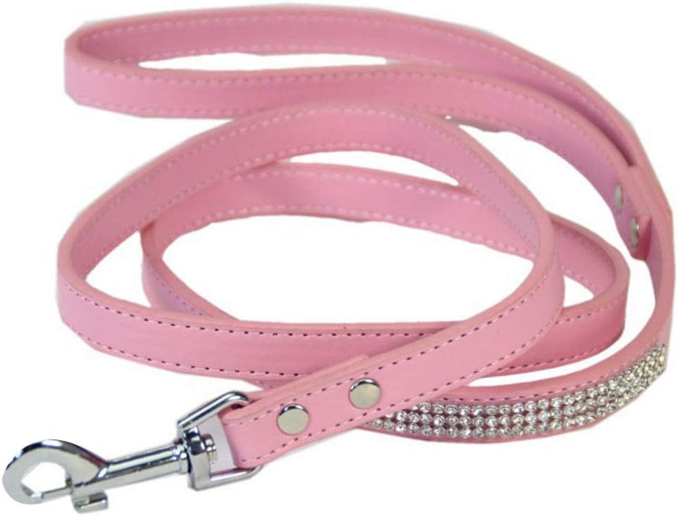 balacooSparkly Dog Leash with Rhinestones - Leash for Small Dogs, Pu Leather Dog Training Leash, Sparkly Studded Rhinestone Walking Chain for Cats Dogs Puppy