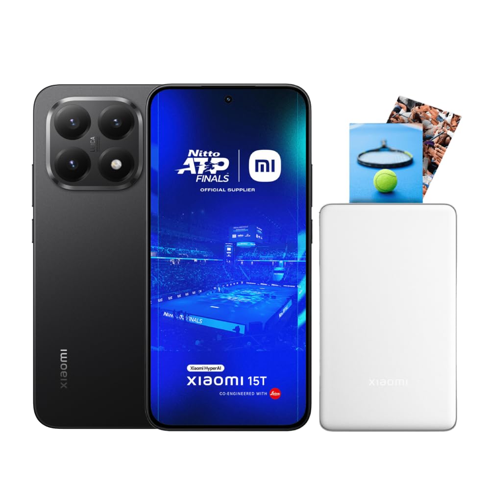 Xiaomi 15T, Smartphone 12+256GB, Display 6,83" 120Hz, MediaTek Dimensity 8400-Ultra, Leica Summilux 50MP, 5500mAh, Nero, 2 anni Garanzia, Caricabatterie non incluso + Xiaomi Photo Printer Pro