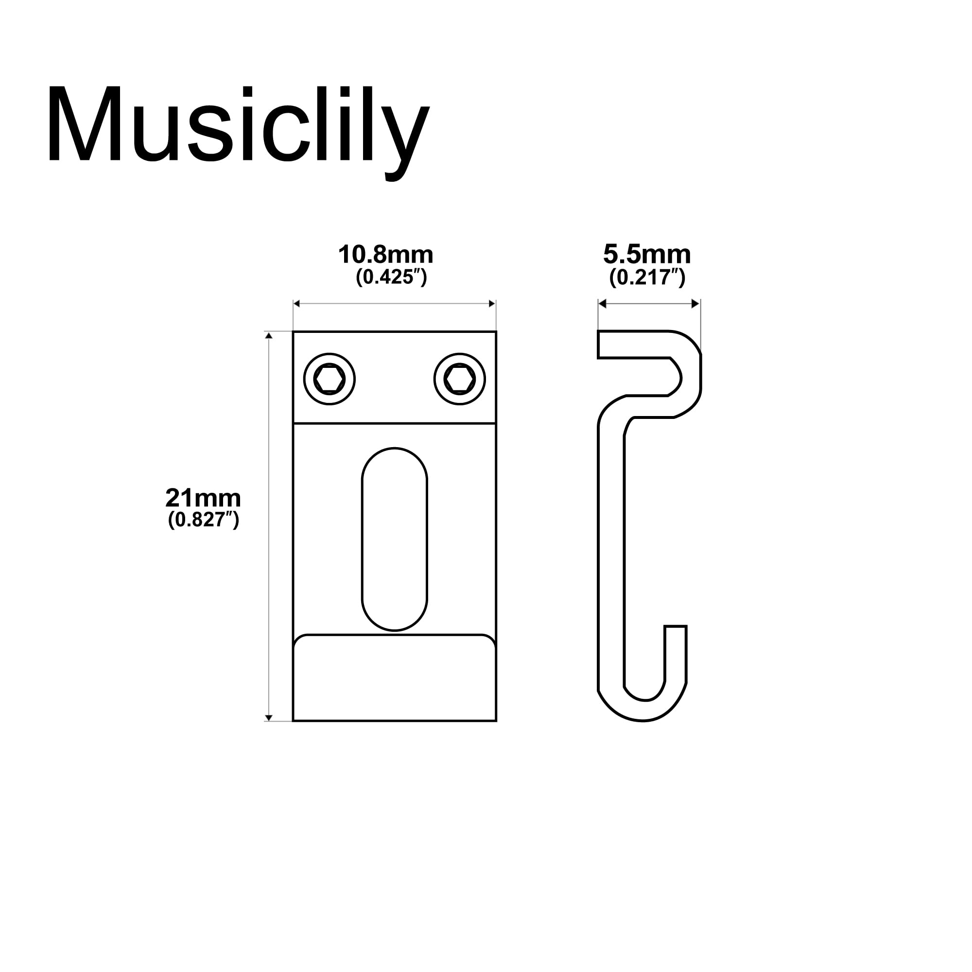 Musiclily Ultra 10.8mm Hardened Steel Vintage Style Saddles for Strat Style Electric Guitar Bridge Chrome (Set of 6) - Image 2