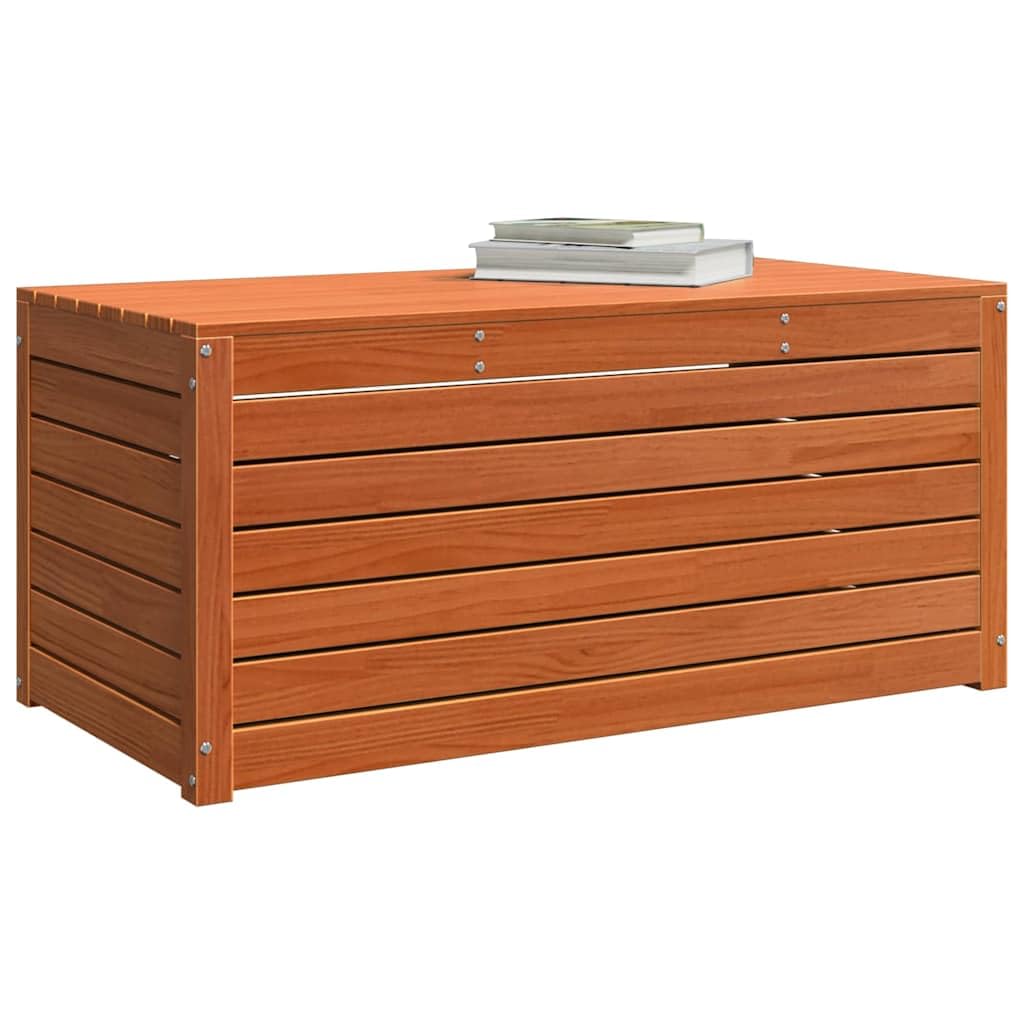 Scatola portaoggetti in legno marrone cerato, 101 x 50,5 x 46,5 cm, per giardino, balcone, terrazza, con spazio e cuscino, resistente alle intemperie, richiudibile