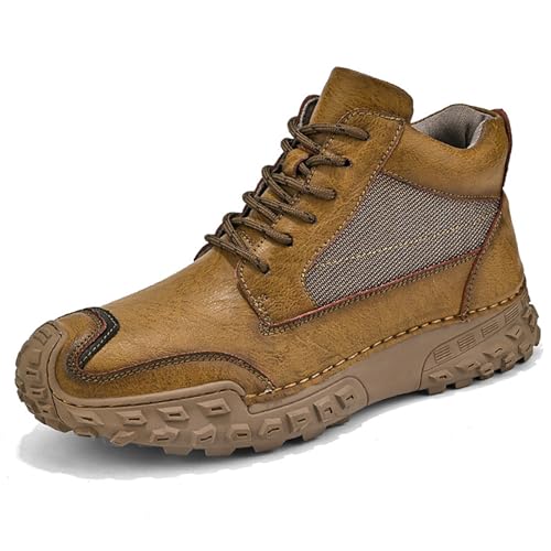 Non Slip Chukka Boots for Men - Casual Lightweight Hiking Ankle Boots Lace Up Leather