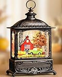 Priddop Fall Snow Globe Lantern Fall Decorations for Home Thanksgiving Autumn Harvest Fall Decor Swirling Glitter Snow Globes Barn Truck Pumpkin Farm Timer Music