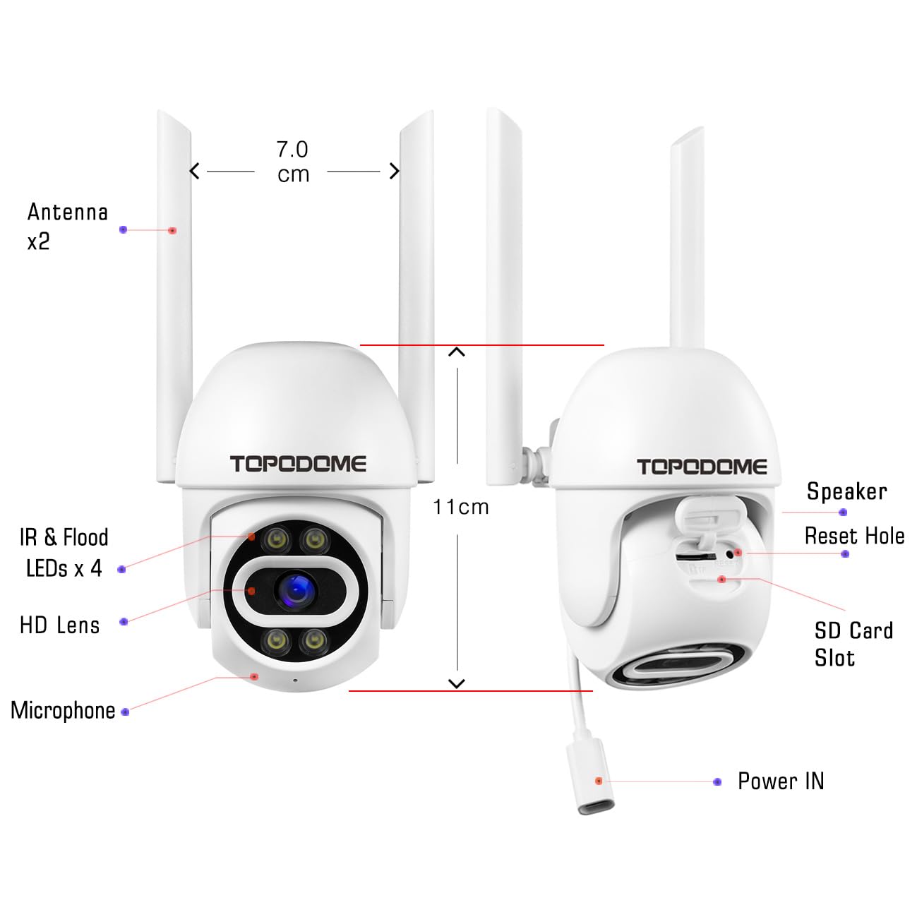 kamera WLAN, do stosowania na zewnątrz, z humanoidalnym alarmem, 1080p, kamera do monitoringu wewnętrznego, 360-stopniowe PTZ z automatycznym śledzeniem, 20 m podczerwień i kolorowa