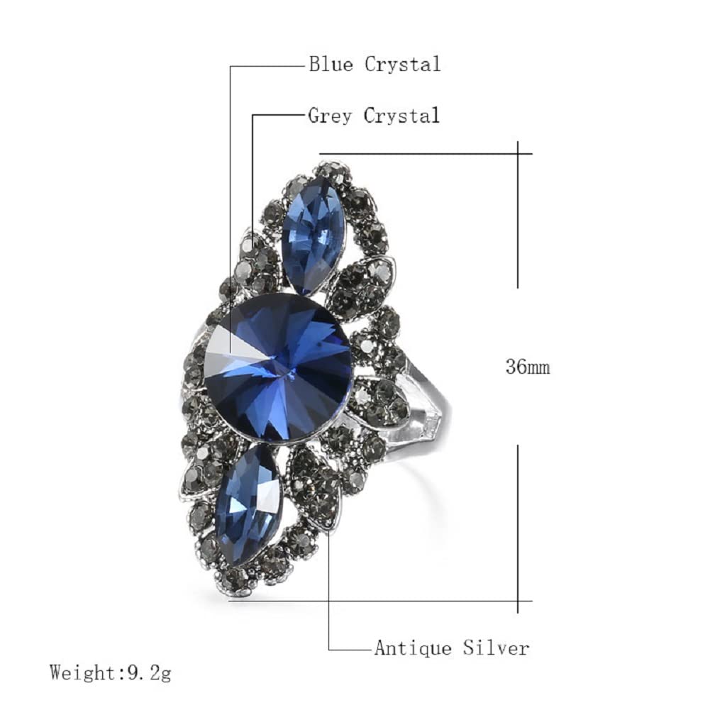 WBDWWTD Personalisieren Sie den klassischen, traditionellen 5-Karat-Königsblau-CZ-Kronen-Halo-Oval-Zirkonia-Simulationssaphir-Verlobungsring für Frauen mit eingelegtem Topas-Verlobungsring,