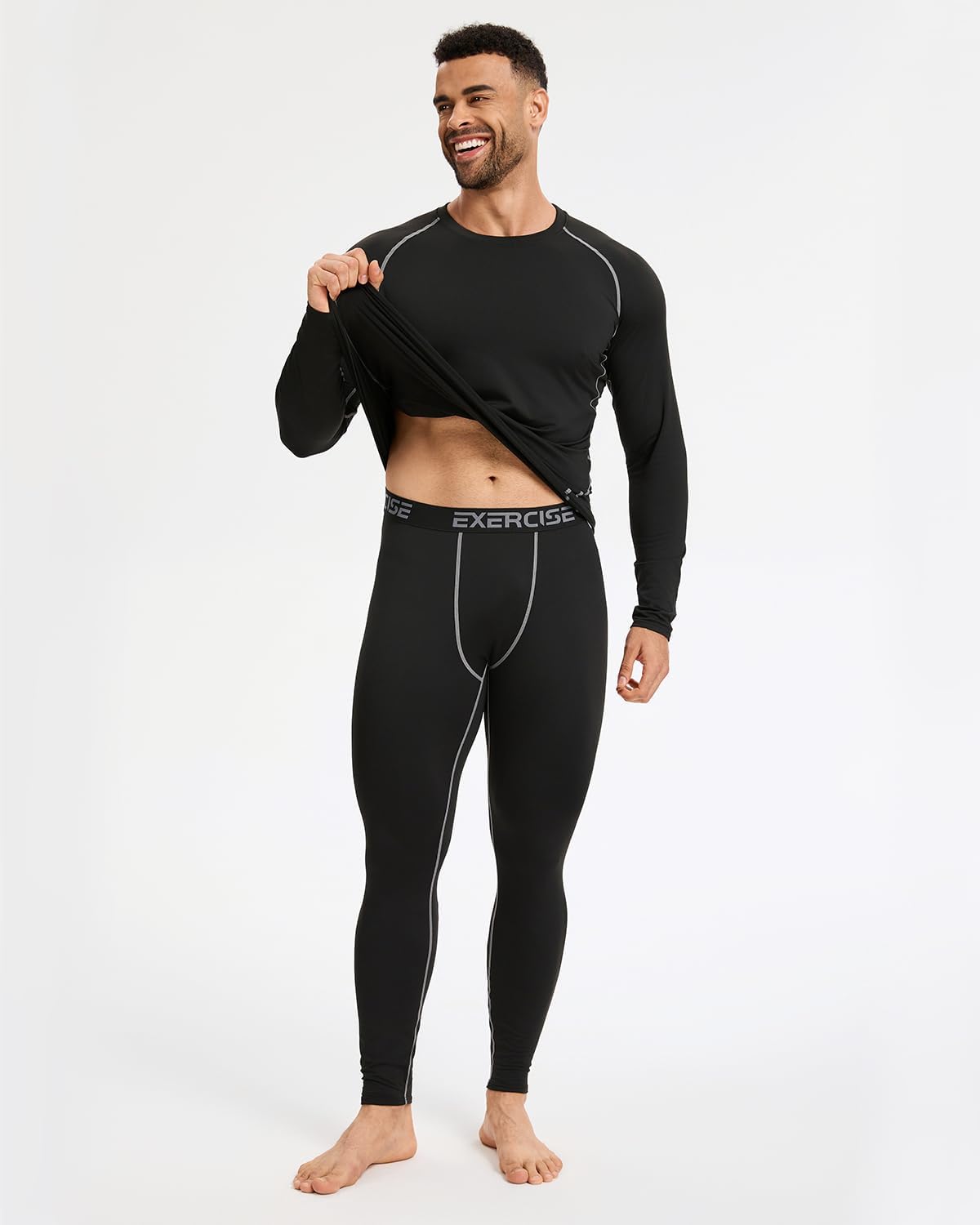 2 Pack Thermal Underwear for Men Long Johns Fleece Lined Compression Pants Base Layer Cold Weather Top Bottom - Image 2
