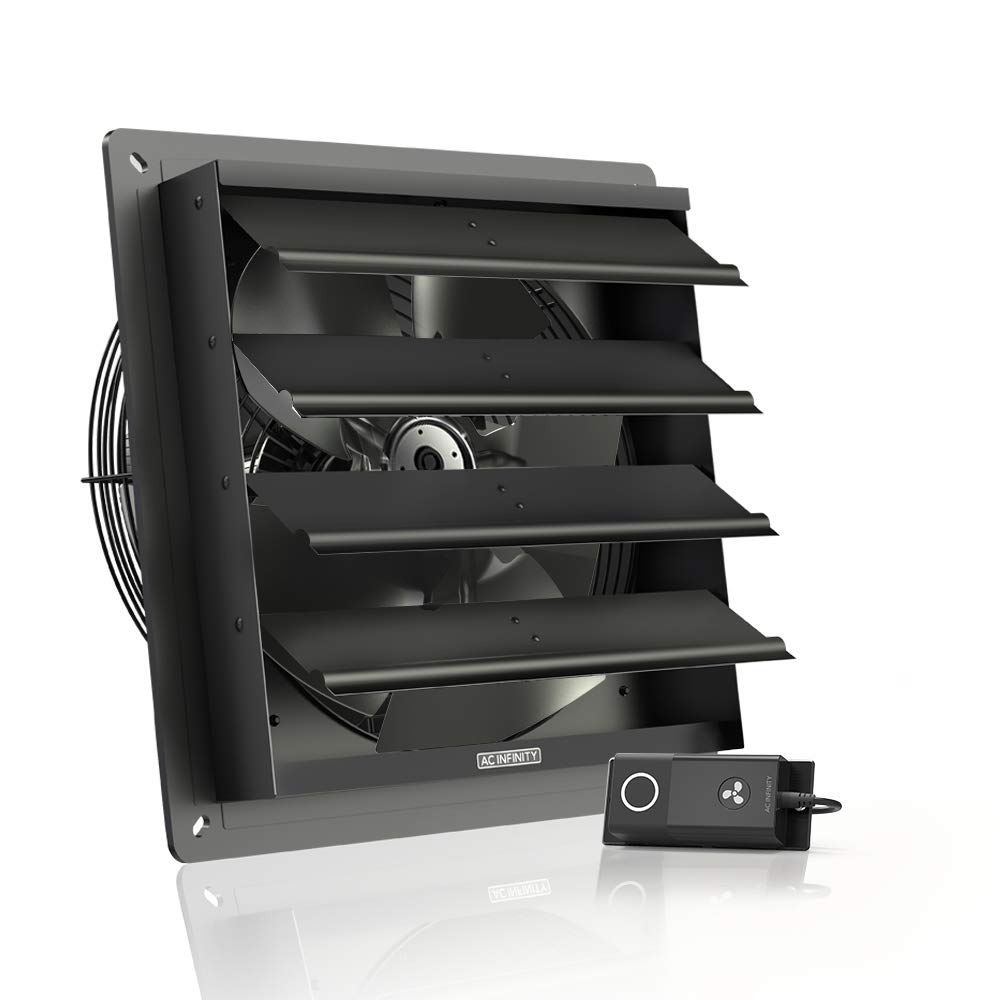 AC Infinity AIRLIFT S14, Shutter Exhaust Fan 14" with Speed Controller, EC Motor - Wall Mount Ventilation and Cooling for Sheds, Attics, Workshops