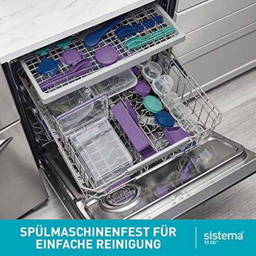Sistema Bento Box TO GO Brotdose mit Fächern | 1,25 L Lunchbox mit Joghurt-/Fruchtbehälter | Lunchbox Kinder & Erwachsene | Blaugrün 6