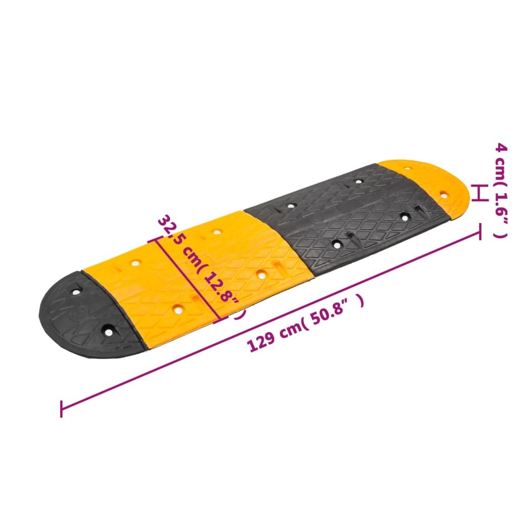 vidaXL Dosso Giallo e Nero 323x32,5x4 cm in Gomma, dissuasore di velocità, rallentatore, dosso in gomma, dosso artificiale, dosso stradale