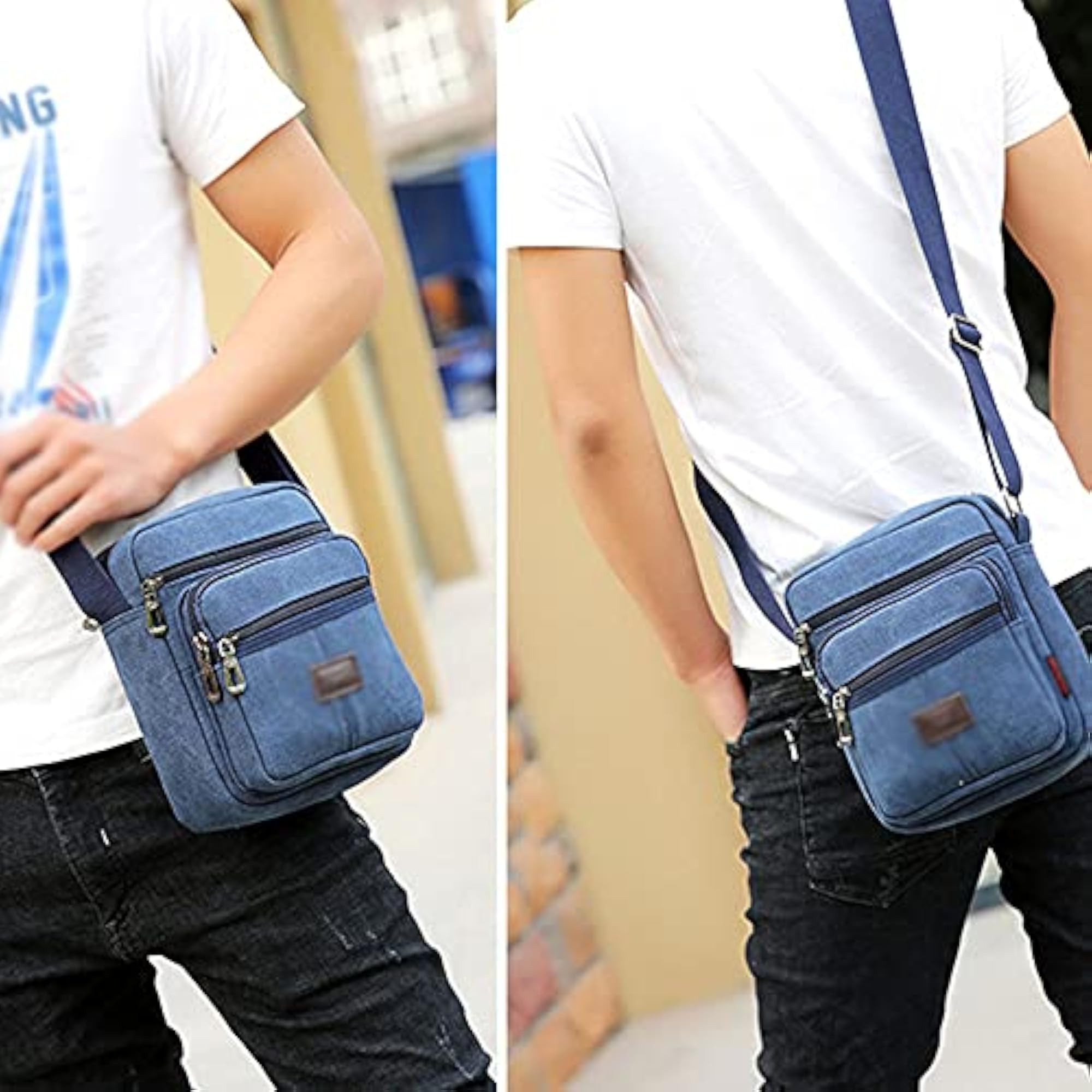 Retro Travel Men's Shoulder Bag, Multifunctional Canvas