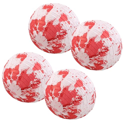BUGUUYO 4 PCS Halloween Red Handprint Paper Lanterns, Bloody Hanging Lanterns for Halloween Party Decorations, Indoor Outdoor Festival Hanging Props