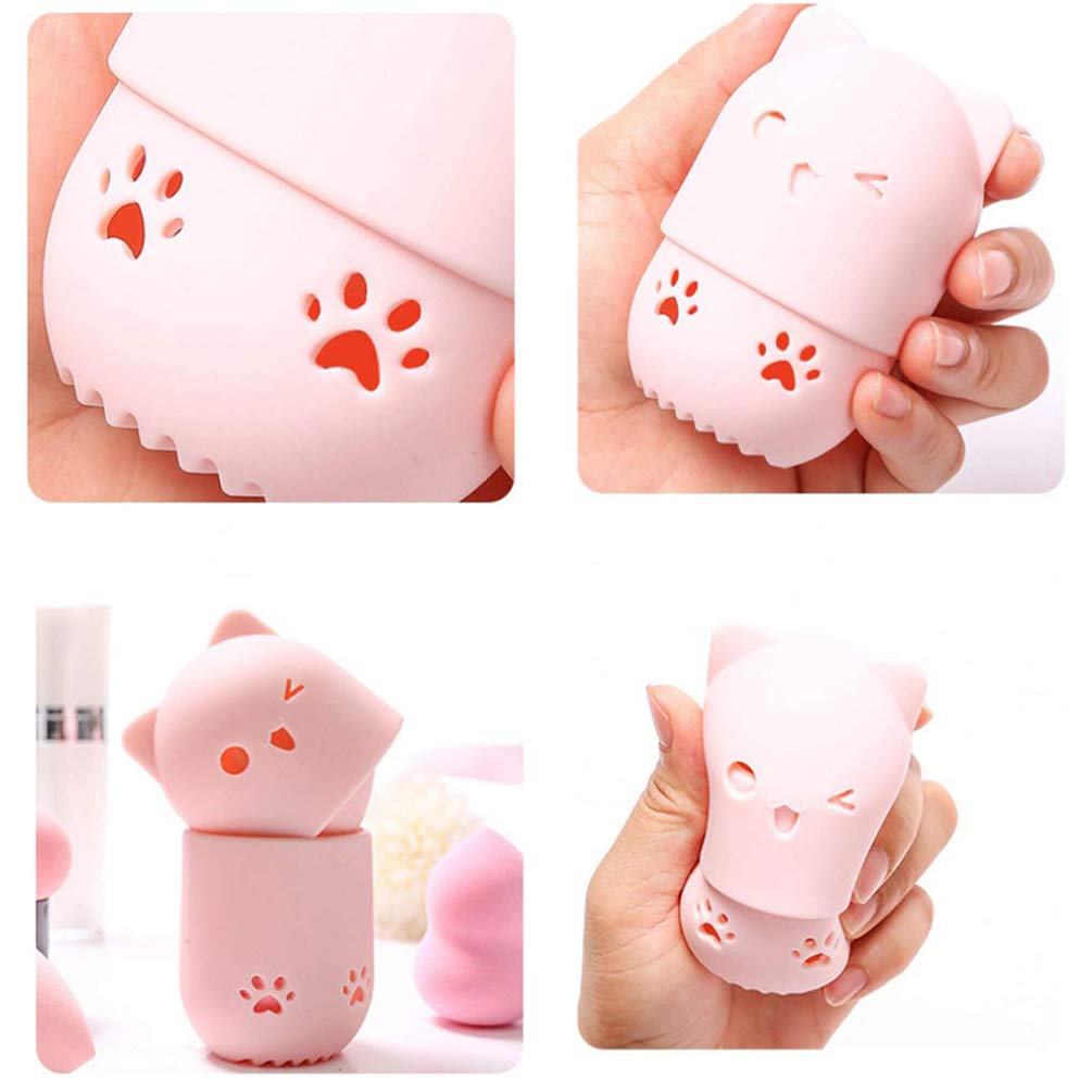 2 PCS Beauty Sponge Blender Container, TEOYALL Makeup Blender Sponge Holder Washable Reusable Protective Carrying Case (Pink/Blue)